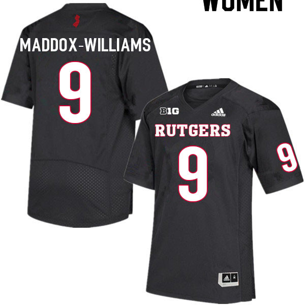 Women #9 Tyreek Maddox-Williams Rutgers Scarlet Knights College Football Jerseys Sale-Black